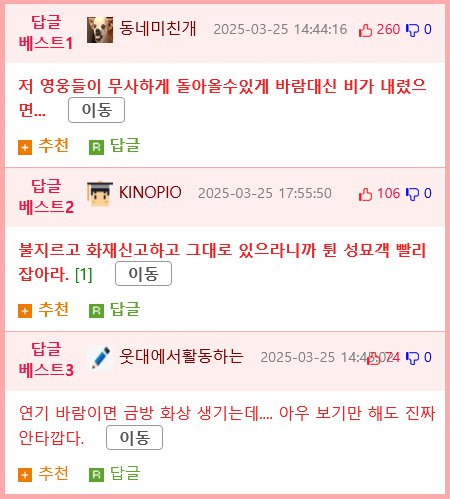 경북 산불 소방관 바디캠
