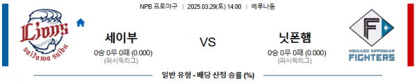 03월 29일 14:00 NPB 세이부 니혼햄