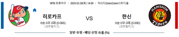 03월 29일 14:00 NPB 히로시마 한신