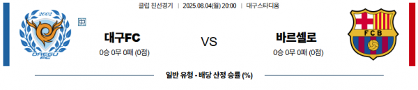 8월 4일 클럽친선경기 대구FC vs 바르셀로