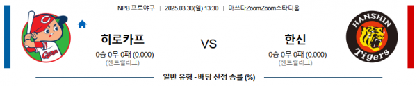 03월 30일 13:30 NPB 히로시마 한신