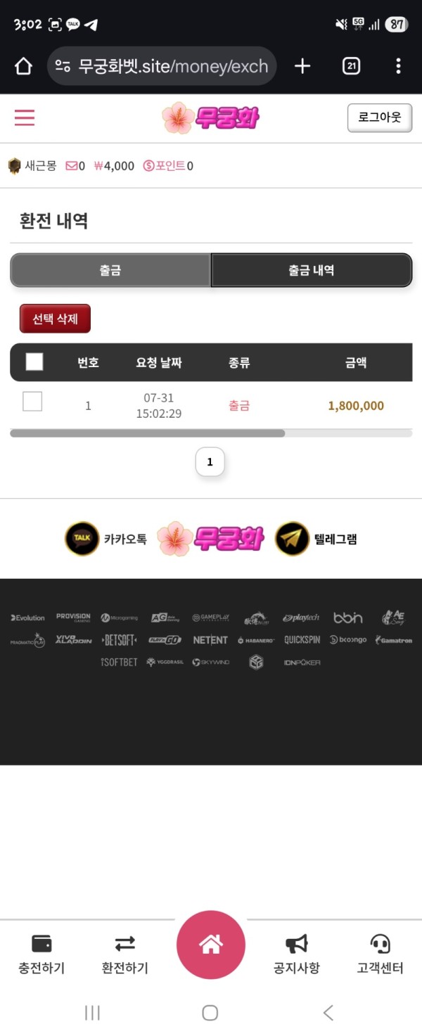 무궁화벳 180만원 먹튀... 천불나 죽겠습니다