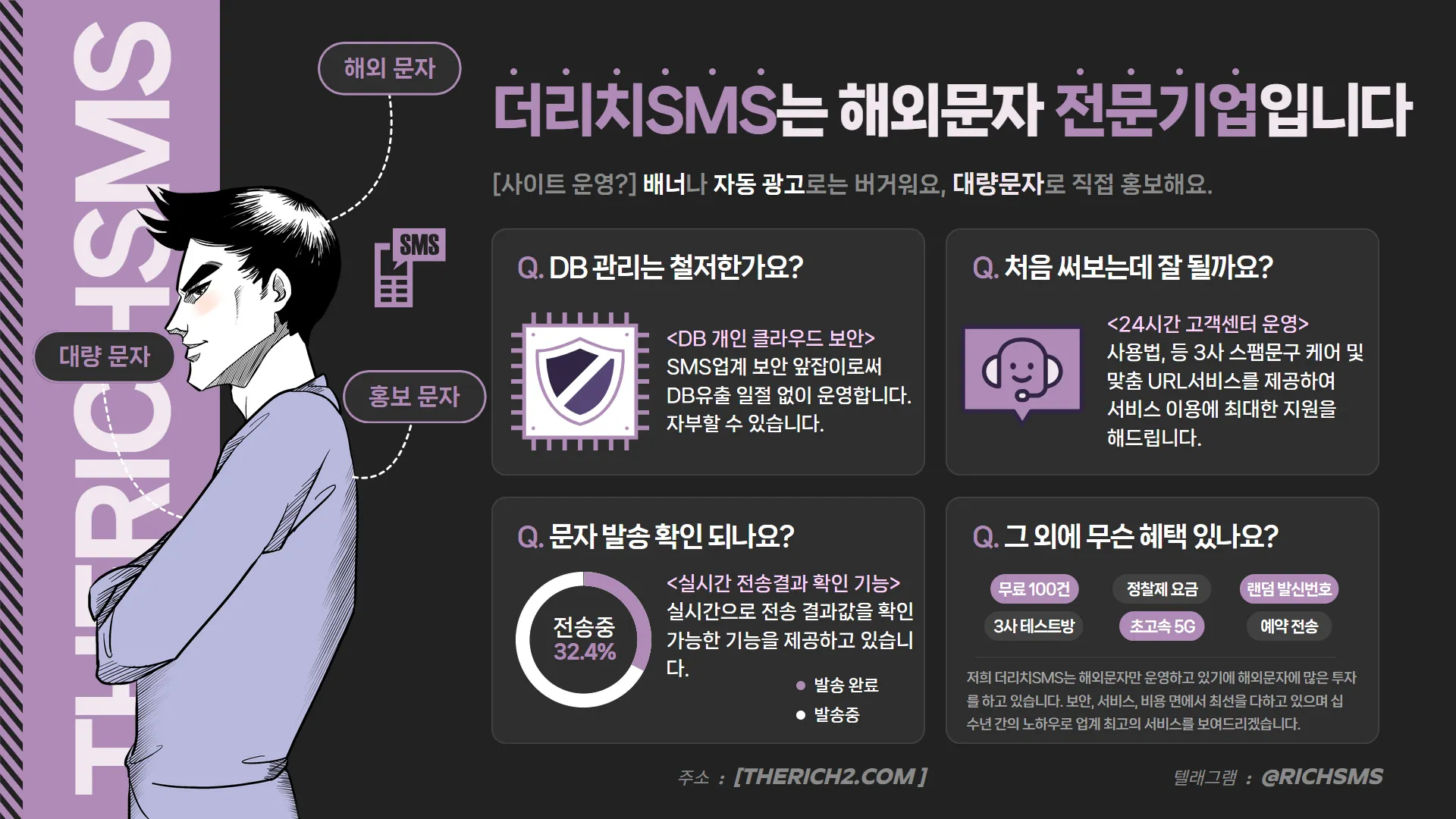 ✅해외문자 더리치(THE RICH SMS) 최저14.5원 EVENT