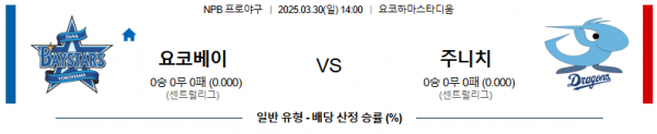 03월 30일 14:00 NPB 요코하마 주니치