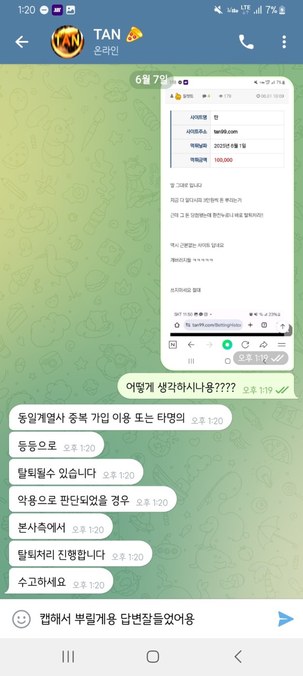 탄tan 3콩 뿌리고 있는거 사기